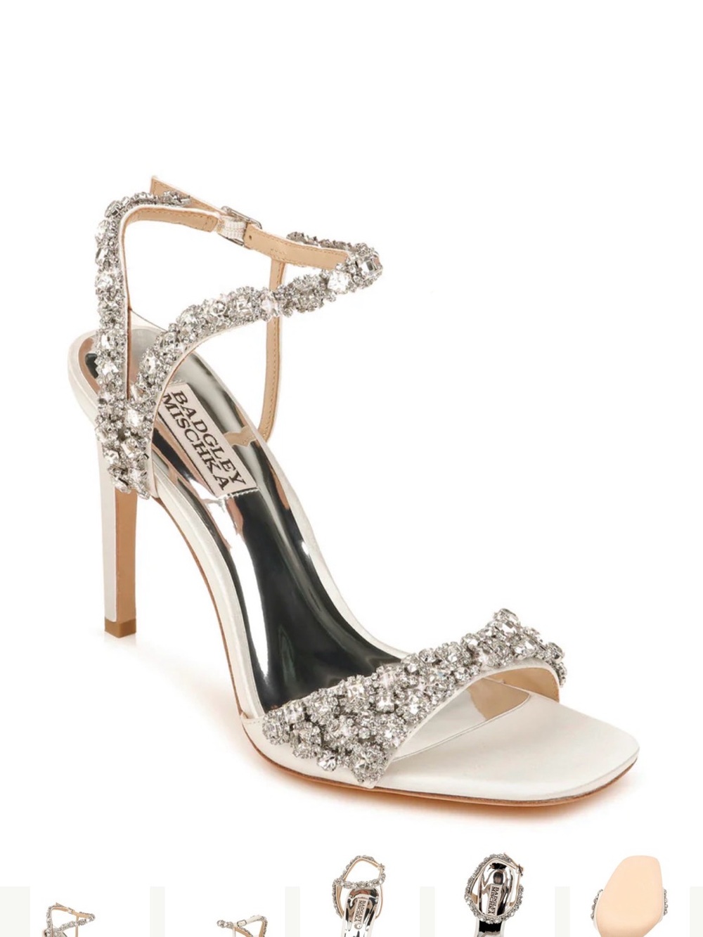 Badgley Mischka Crystal-Embellished Nude and Silver High Heel Sandal